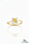 Round Natural Citrine Engagement Style Ring - Elegant gemstone ring
