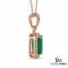 Emerald Cut Green Emerald Halo Pendant with Diamond Accents