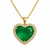 2.50 carat Heart Shape Natural Emerald and Diamond Halo Pendant in 18K Gold