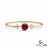 Round Ruby & Diamond Ring - Delicate Ruby Birthstone Ring for Women