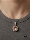 Fine Jewelry Morganite Halo Necklace with Diamond Bail