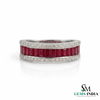 Baguette Cut Ruby Diamond Band Ring - Anniversary Ring For her