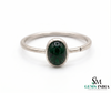 Minimalist Oval Emerald Ring in 14K Gold – Handmade Cabochon Gemstone Ring