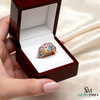 Designer Round Multi-Gemstone Diamond Ring Bold Luxury Style Multi - sapphire Ring