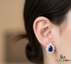 Royal Pear Blue Sapphire & Diamond Stud Earrings - Bridal Sapphire Earrings