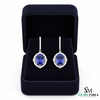 Elegant Oval Blue Tanzanite Diamond Halo Earrings - Fine Gemstone Jewelry