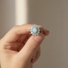 Oval Opal Diamond Cluster Ring in 14K and 18k Gold Luxury Halo Ring