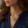 Radiant Oval Natural Emerald & Diamond Sunburst Pendant Diamond Burst Design