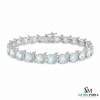 Elegant Oval Aquamarine Diamond Bracelet with Curved Diamond Links