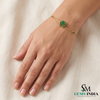 Emerald Cluster Flower Bracelet with Dual Chain – Minimal Gold Bracelet