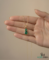 Two-Stone Natural Emerald Drop Pendant Round Pear Cut Design