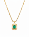 2.50 carat Green Emerald Diamond Halo Necklace With Luxury Emerald-Cut Pendant Anniversary gift