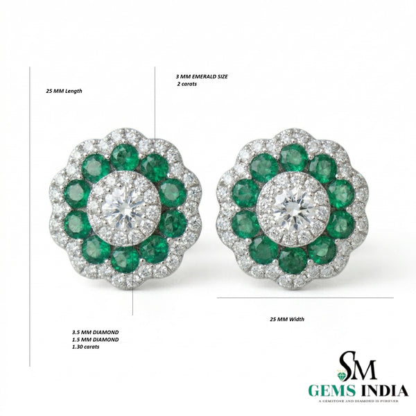 Minimal Curved Emerald and Diamond Earrings – Everyday Elegant Jewelry