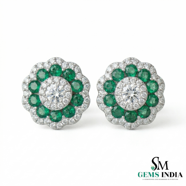Minimal Curved Emerald and Diamond Earrings – Everyday Elegant Jewelry