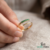 Open Emerald Band Ring – Modern Wrap Style Green Gemstone Dainty Fine Jewelry