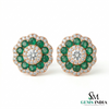 Minimal Curved Emerald and Diamond Earrings – Everyday Elegant Jewelry