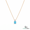 Oval Turquoise Gemstone Pendant With Diamond Accent – Gift For Her