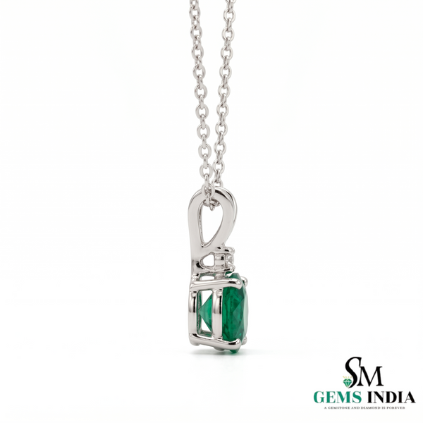 Round Cut Emerald Diamond Pendant Necklace – Minimalist Fine Jewelry