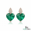 Elegant Heart Shaped Green Emerald Pendant with Diamond Detail