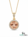 Fine Jewelry Morganite Halo Necklace with Diamond Bail