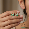 Elegant Pear Emerald & Diamond Butterfly Earrings – Fine Gold Jewelry
