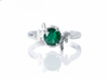 Natural Emerald Ring with Leaf Pattern Band Promise Ring in 14k Gold 1.10 carat Emerald Wedding RIng