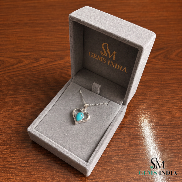Romantic Pear Turquoise Heart Pendant - – Elegant Fine Jewelry For Women