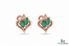 Marquise Emerald Heart Shaped Gold Stud Earrings