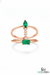 Pear & Emerald Cut Emerald Open Ring with Diamond Bar