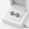 Elegant Tanzanite Blossom Stud Earrings with Diamonds