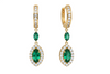 Marquise-Cut Natural Emerald Drop Earrings Diamond Halo Design