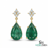 4.20 carat ear Cut Emerald Drop Earrings in Gold Elegant Drop Design