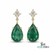 4.20 carat ear Cut Emerald Drop Earrings in Gold Elegant Drop Design