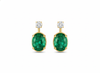 2.50 carat Oval shape Natural Emerald and Diamond Stud Earrings in 14k Gold