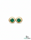Natural Emerald Stud Earrings – Round Emerald Minimal Swirl Design