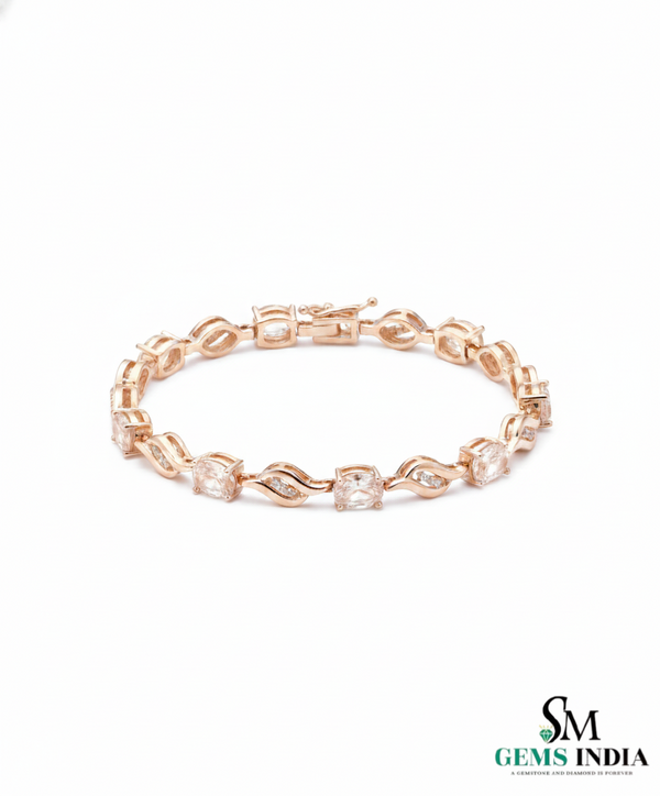 Luxury Morganite & Diamond Tennis Bracelet - Gold Bracelet for Women