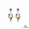 Oval shape Multicolor Gemstone Chandelier Earrings – Luxury Statement Drop Design