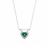 Romantic Natural Emerald Heart Necklace Green Gemstone with Diamond Frame Symbol of Love and Elegance