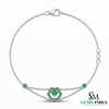 Emerald Cluster Flower Bracelet with Dual Chain – Minimal Gold Bracelet