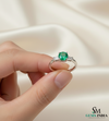 Round Cut Green Emerald Ring with Side Baguette Diamonds – Minimalist Fine Jewelry