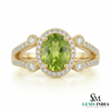 Oval Peridot Statement Ring with Diamond Detailing - Gift For Her