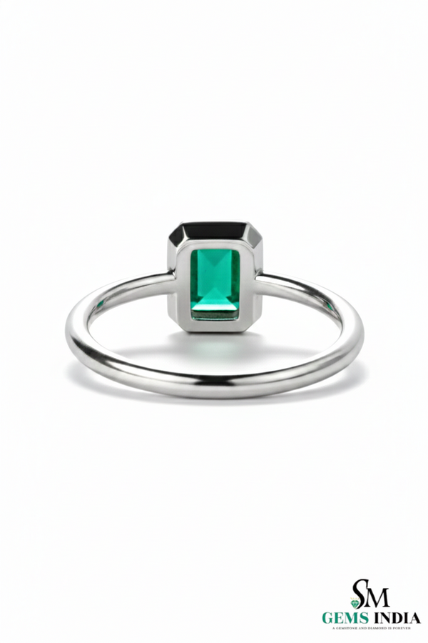 Minimalist Emerald Cut Emerald Gold Ring – Modern Bezel Setting