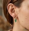 Marquise Emerald & Diamond Accent Curved Stud Earrings