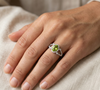 Oval Peridot Statement Ring with Diamond Detailing - Gift For Her
