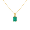 1.10 carat 14K Gold Natural Emerald Pendant Elegant Emerald-Cut Design