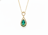 3.13 carat Genuine Emerald And Diamond Pendant for Woman's 14k Gold