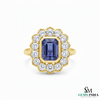 Natural Emerald Cut Tanzanite Ring with Diamonds – Vintage Elegance