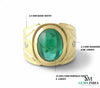 Men's Emerald Cabochon Ring: 14k Solid Gold Statement Ring