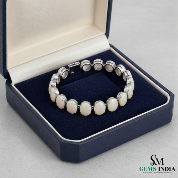 Luxury Natural Oval Opal Tennis Bracelet – Elegant Gemstone Jewelry