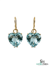 Heart Shape Natural Aquamarine Drop Earrings in 14k and 18k Gold